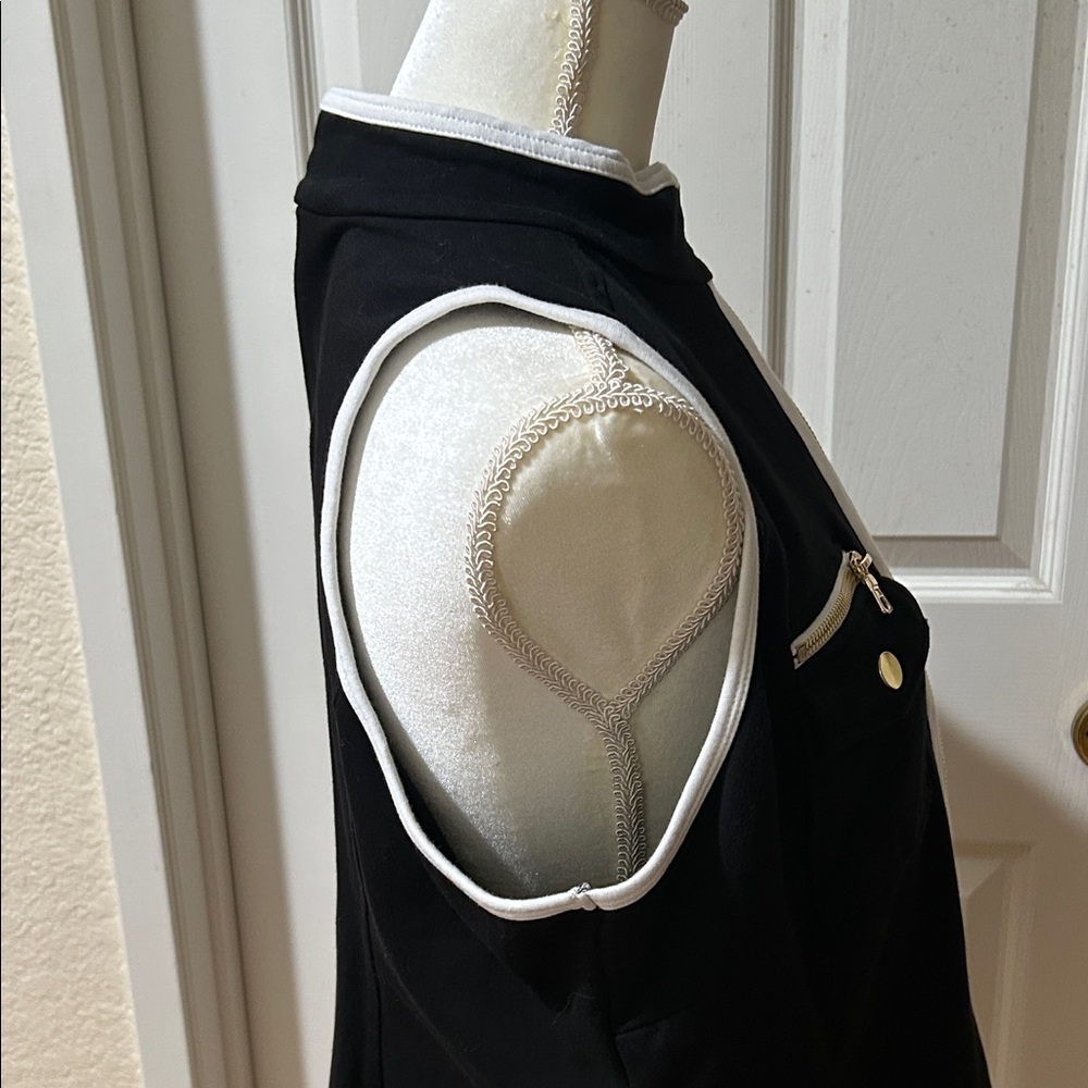 Boston Proper Black and White Zip-Front Tank Top - Picture 6 of 10